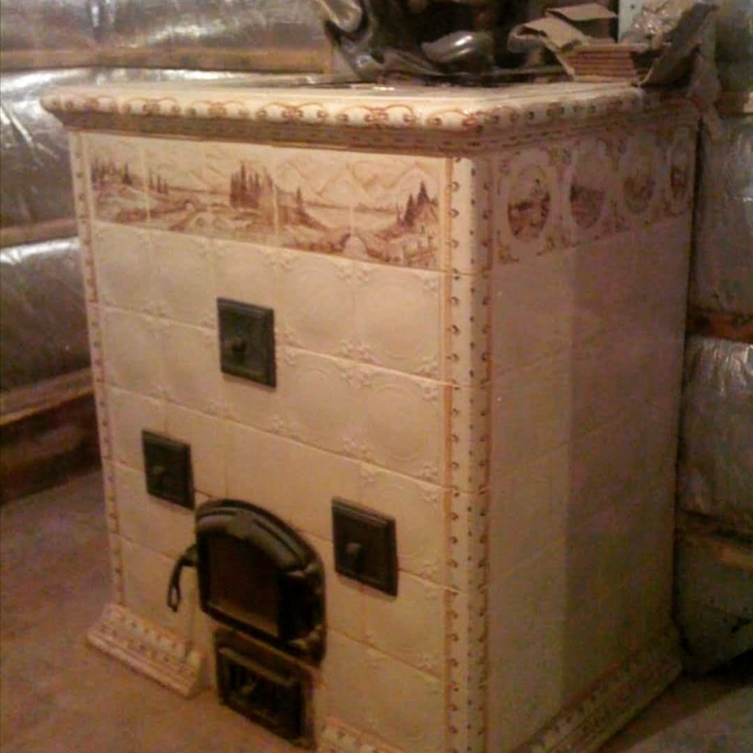 Tiled sauna / banya stove with traditional tile finish (Firebrick & Stone project photo)